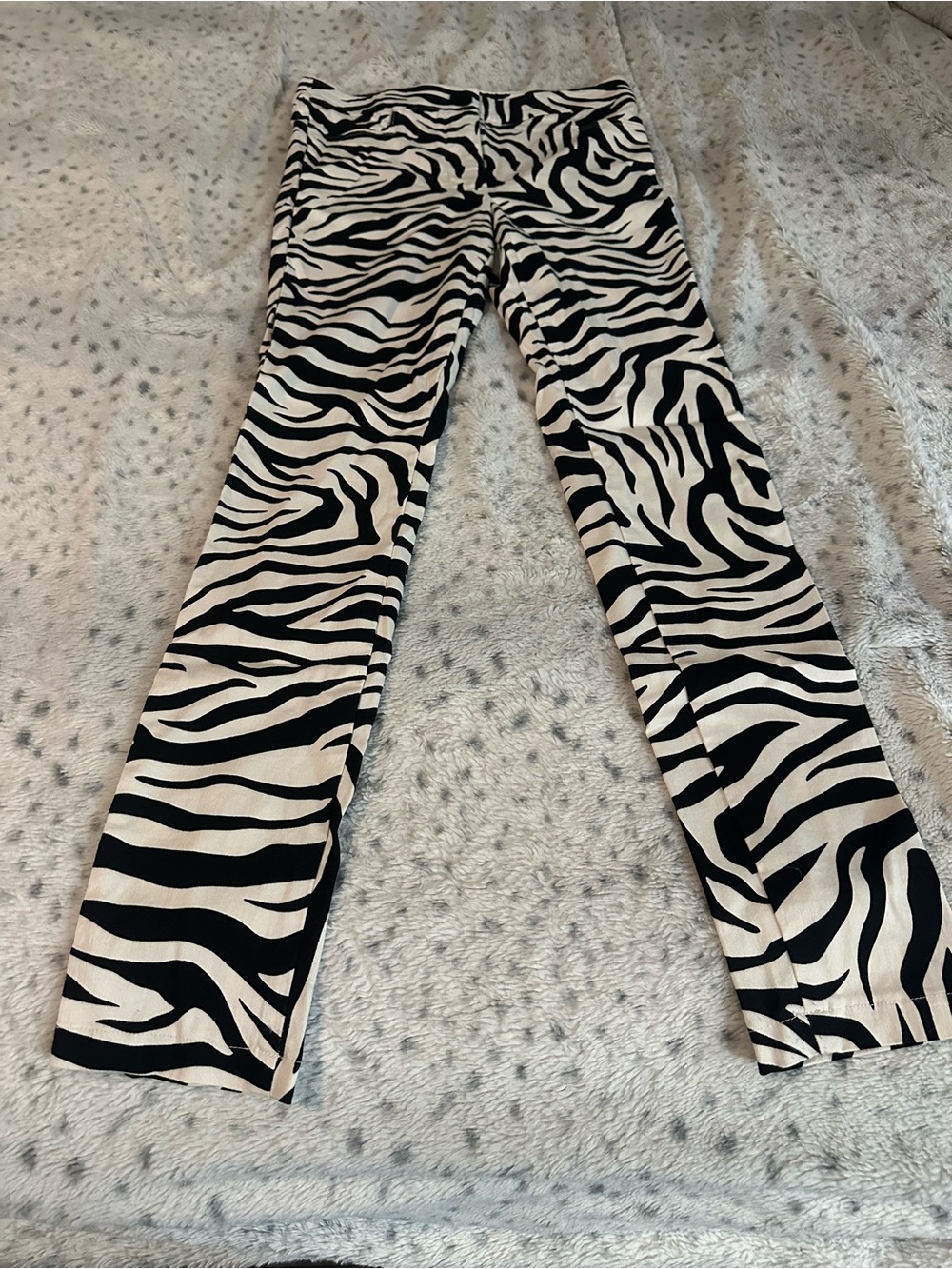 Zara Black and White Zebra Print Straight Leg Jeans